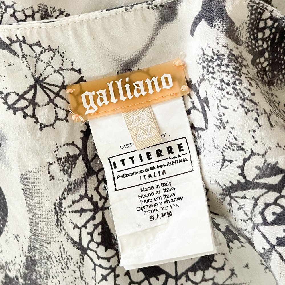 John Galliano 100% Silk 2000's Black & White Logo Dress (Medium